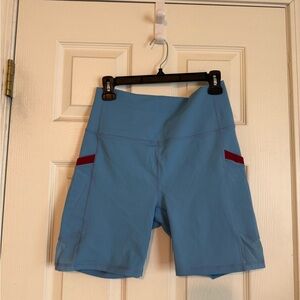 Women's Blue and Red Bike Shorts